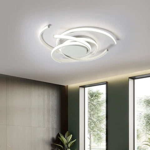 Modern LED Ceiling Light Semi Flush Mount Remote Dimmable White Fixture For Living Room Dining Room Kitchen Bedroom Kids Room 21 Inch Low Profile Contemporary Interior Lighting.