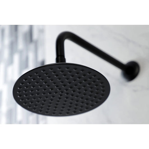 Rain Shower Head With Matte Black Finish, Brass Construction, 7.75 Inch Diameter For Full Body Rain, 141 Water Channels