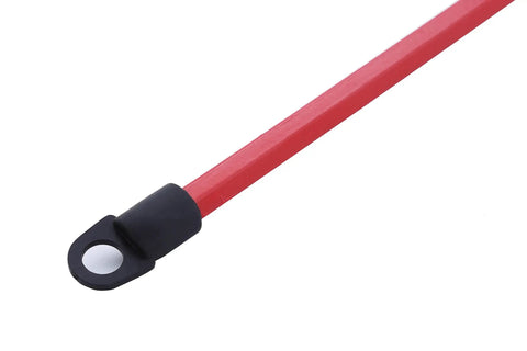 Close-up of Heavy Duty Professional Paint Mixer With 16.5 Inch Unique Configuration, showing the black attachment end in Mighty Red.
