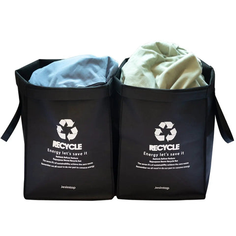 Ultra Large Kitchen Recycle Bins With 29 Gallon Capacity, 4 Pack Trash Sorting Bins And Bags, front view
