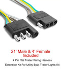 Close-up of 4 Pin Flat Trailer Wiring Harness connectors from Heavy Duty 25 Foot 4 Pin Flat Trailer Wire Extension Kit With 18 AWG Color Coded Wishbone Harness For Rv Camper Setup Plug And Play No Sweat Trailering Gear That Lasts Forever.