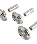 Chrome Metal Escutcheons And Sleeves For Three Handle Tub And Shower Retrofit Installations Screw On Finish Kit parts