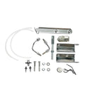 9 Inch Dual Diaphragm Chrome Power Brake Booster Paired With 1 1 8 Bore Master Cylinder And PV4 Disc Drum Proportioning Valve For Chevy Corvette 1968 To 1982 Street Ready Drop In Swap installation hardware kit, chrome components, various sizes, detailed setup parts.