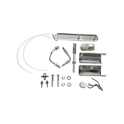 9 Inch Dual Diaphragm Chrome Power Brake Booster Paired With 1 1 8 Bore Master Cylinder And PV4 Disc Drum Proportioning Valve For Chevy Corvette 1968 To 1982 Street Ready Drop In Swap installation hardware kit, chrome components, various sizes, detailed setup parts.