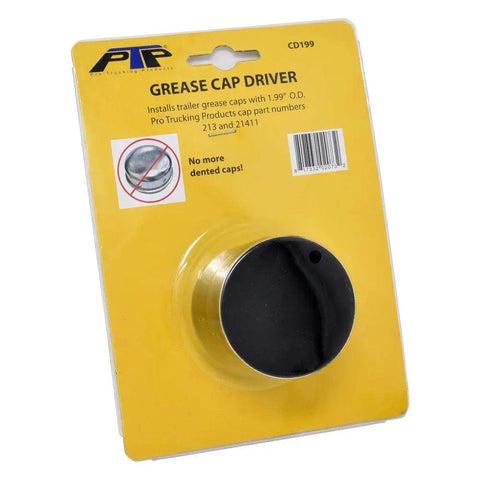 Trailer Axle Grease Cap Installation Kit With Three Size Tools For 1.99 2.45 And 2.72 Inch OD Caps Easy Fit Kit For Truck And Trailer Maintenance Durable Tools For Quick Replacement And Secure Fit packaging showing grease cap driver