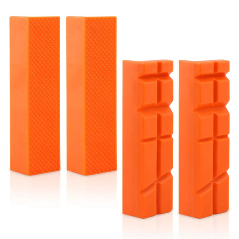 Heavy Duty Vise Soft Jaw Covers With Knockout Magnetic Hold And Dual Groove Textures For No Sweat Clamping Of Delicate Lumber Or Rusty Pipe Fittings During Weekend Shop Projects, orange rubber pads.