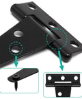 Close-up of Six Pack 2 Inch T Hinges For Doors And Gates in Outdoor Black Finish, showing detailed screw and hinge design.