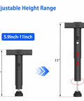 Beefy Adjustable Bed Frame Center Support With Reinforcing Steel Slat Bar Universal Fit For Full Queen King Cal King Mattress Base showing adjustable height range from 5.9 to 11 inches.