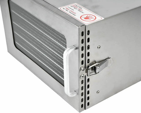 Six Tray Electric Food Dehydrator Machine With Dead Simple Operation Adjustable Temperature And Timer slick stainless steel build with clear window