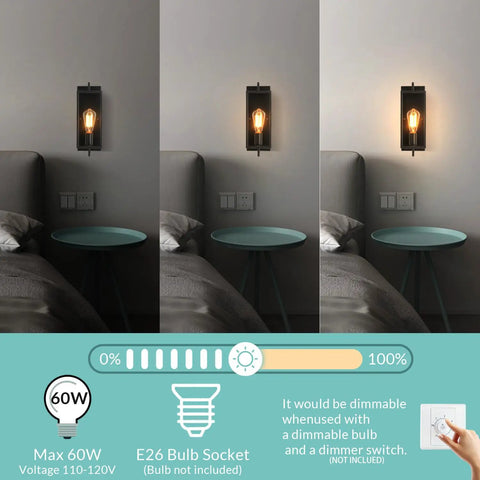 Black Wall Sconce Lighting Single Light Bathroom Vanity Fixture In Modern Farmhouse Style with dimmable E26 socket by bedside