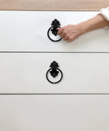 Two Pack Vintage Antique Cabinet Door Pull Rings Black Metal Drawer Handles, hand pulling wardrobe handle