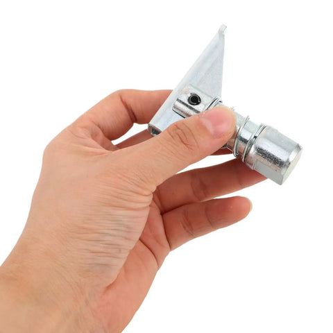 Solid 3 Piece Fork Positioner Limit Pins With Large Base And Reinforced Structure For 3 Ton Forklift spring loaded plunger in hand.