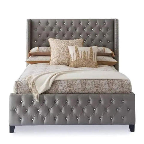 Five Meter Upholstery Tack Strips Featuring Nine Point Five Millimeter Nickel Finished Heads And Included Single Nails For Slick Furniture Makeovers And Dope DIY Home Upgrades on a tufted bed with decorative pillows.