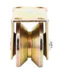 Baxnore V-groove wheel in steel bracket for sliding door track, heavy-duty caster, front view