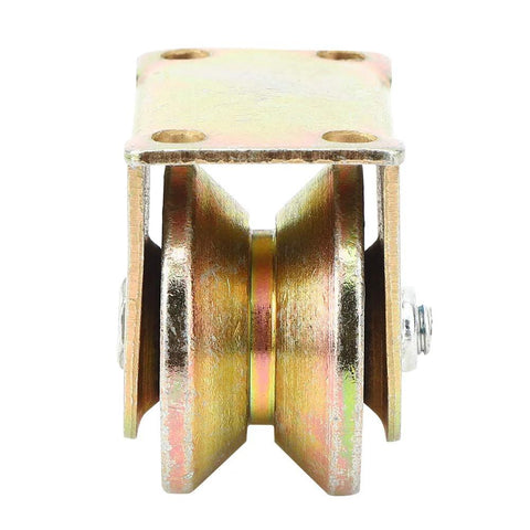 Baxnore V-groove wheel in steel bracket for sliding door track, heavy-duty caster, front view