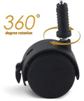 Swivel Stem Caster Wheels with Brake 2set for Furniture and Bed Frames showing 360° rotation feature on a black wheel.
