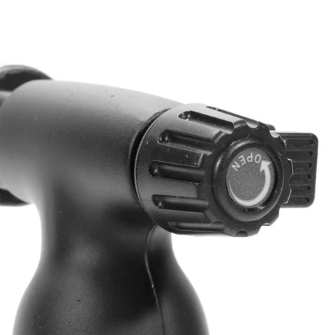 Close-up of ignition switch on Red GT8000 Big Shot Torch With Adjustable 2500F Flame Portable Butane Torch Anti Flare Made In Japan.