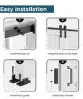Installation steps for 72 By 96 Inch White Barn Door With Sliding Hardware Kit For 68 To 70 Inch Wide Openings Space Saving Double Door Design.