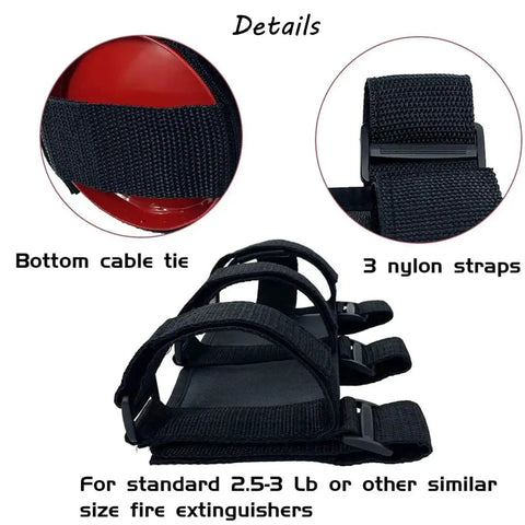 Heavy Duty Fire Extinguisher Mount For Roll Bar With Adjustable Straps and Holder Details