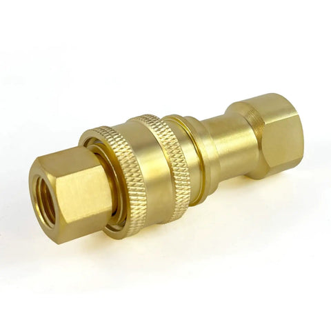 Quarter Inch NPT Quick Disconnect Hydraulic Coupler With Brass Body And Stainless Steel Valve Built To Last Heavy Duty Dust Caps ISO 7241 B