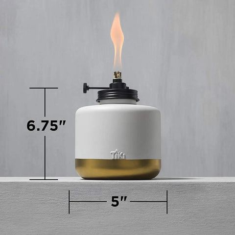 Adjustable Flame Glass Votive Table Top Torch For Outdoor Yard Patio And Deck, Refillable Flame Control, 6.75 Inch Gold Dipped