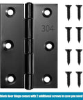 3 Inch Black Door Hinges 12 Pack Interior Hinges For Furniture Wooden Box Chest Window Case Lid Durable 304 Stainless Steel Construction Includes 96 Screws For Smooth Noiseless Operation