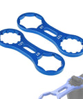 2 Pack Aluminum Alloy Fork Cap Wrench Set For Bikes Front Suspension Cap Tool shown in blue finish