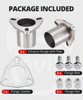 Beefy 3 Bolt Exhaust Flange Repair Kit With 304 Stainless Steel Pipes Gaskets And Hardware for 2.25 Inch vehicles package contents