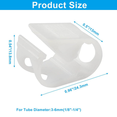 Pack Of 5 Plastic 1/8 To 1/4 Inch Tubing Hose Clamps For No-Fuss Adjustable Flow Control In The Lab, white clamp dimensions