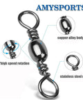 Beefy High Strength Fishing Swivels Set With Barrel Solid Ring And Rolling Line Connector Ideal For Saltwater And Freshwater Stainless Steel SUS304 With Black Nickel Finish 50 Pack 60Lb Capacity, copper alloy body