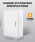 Rock Solid Ev Charger Station Cabinet With Lockable Lid And Built In Cooling Vents For Indoor Garage Setup dimensions and weight infographic