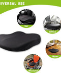 Ergonomic Car Seat Cushion For Tesla Cybertruck With Lumbar Support on various seating surfaces, showcasing universal use.