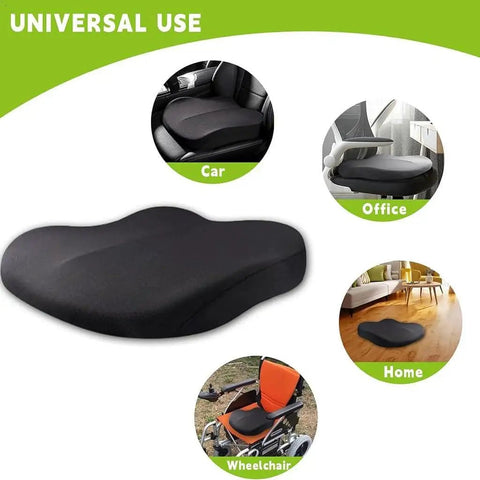 Ergonomic Car Seat Cushion For Tesla Cybertruck With Lumbar Support on various seating surfaces, showcasing universal use.