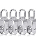 8 Pack Stainless Steel Pulley Block Wheels For Outdoor Use, 360 Degree Rotating Single Pulleys, M15 Size Small Rollers, Heavy Duty rope system