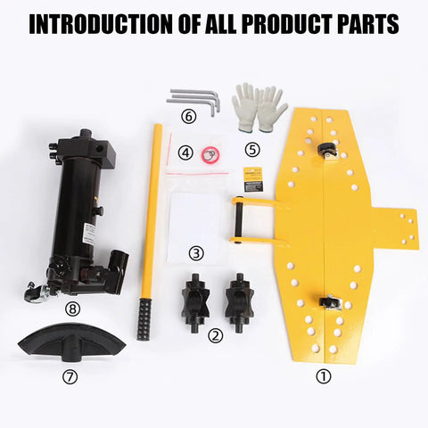 Pro Grade Knuckle Buster Heavy Duty Manual Hydraulic Pipe Bender And Six Ton Tube Bender parts including ductile iron molds and accessories.