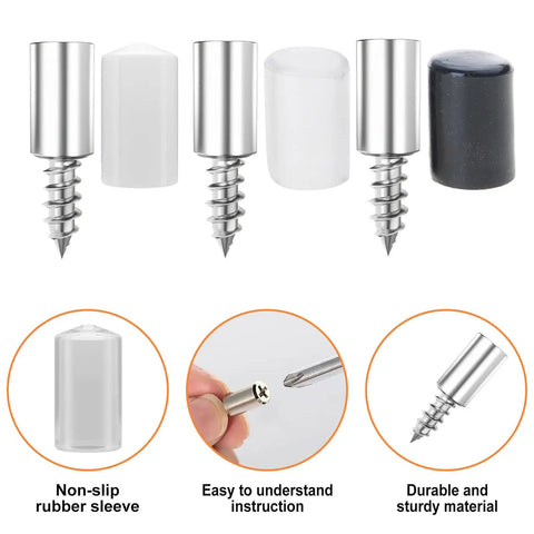 Built Tough Shelf Bracket Set With Rubber Sleeve Laminate Mounting Hardware showing screws with non-slip rubber sleeves