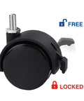 Threaded Caster Set Of 4 M8 X 1.25 Swivel Stem Office Chair Wheels With Locking Brake Regular Size 2 Inch Diameter 50mm