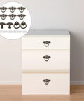 White dresser featuring Vintage Zinc Alloy Drawer Pull Ring And Cabinet Handle Set with retro design in coffee finish.