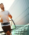 Man jogging wearing Slim Running Belt For Women And Men, No Bounce Fanny Pack Phone Holder, Lightweight 2oz Waistband