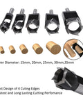 Top Shelf Wood Plug Cutters Set Gonna Make Your DIY Projects Dead Easy With Five Pro Grade Drill Bits 15-35mm in carbon steel.