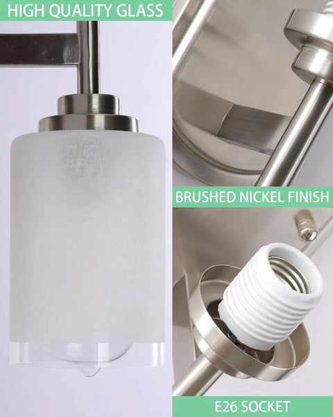 Two Pack Modern Sconces Wall Lighting Brushed Nickel Vanity Fixtures With Frosted Glass Shades For Porch Bedroom Hallway Sleek Durable Metal Bathroom Vanity Lights Soft Glow