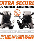 Heavy Duty Motorcycle Phone Mount With USB Charger Ultra Secure Phone Holder for GPS Navigation, front view, dual grip style