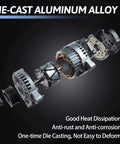 Exploded view of die-cast aluminum alternator showing components with heat dissipation and anti-corrosion features