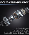 Exploded view of Plug And Play 160 Amp 12V Alternator Replacement ALM3587 showing die-cast aluminum alloy parts.