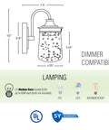Diagram of Industrial 3 Light Vanity Light For Bathroom With Seeded Glass Shades In Oil Rubbed Bronze Finish, 23 Inch Lantern
