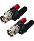 BNC Male To Dual 4mm Banana Binding Post Female Jack Adapter, RF Coaxial Systems Connector, Pack Of 2, top view