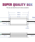 Diagram of 96W Triac Dimmable LED Driver Power Supply 120V AC To 24V DC Transformer dimensions with connection cables visible.