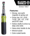 Magnetic 7 In 1 Nut Driver With Cushy Grip One Hand Drive Seven Sizes In One Tool SAE Hex Sizes One Quarter To Nine Sixteenths Inch