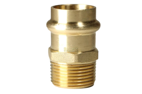 Brass Press Fittings 5 Pack Three Quarter Inch MNPT Male NPT Couplings For Copper PEX And CPVC Pipes No Tools Needed Easy Press Fit Leak Free Quick Install Plumbing Connectors, brass male threaded end