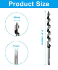 Three Quarter Inch Wood Auger Drill Bit With Twelve Inch Length And Hex Shank For Soft And Hard Wood Carbon Steel Construction Job Site Ready For Tree Stumps Plastic And Drywall 20 Mm By 300 Mm, showing product size and dimensions.